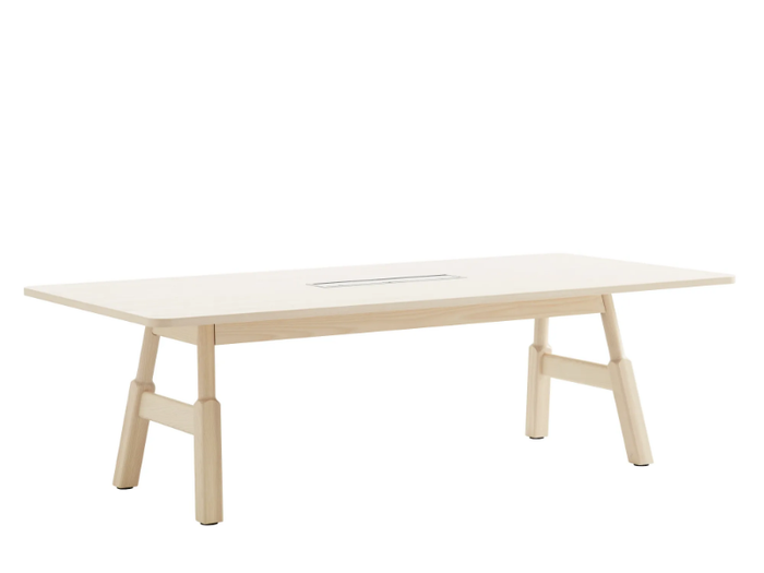 WOODWORK - Rectangular wooden meeting table with cable management _ Karl Andersson